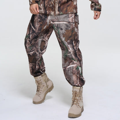 Outdoor Men's Fleece Soft Shell Pants Breathable And Windproof Wear-resistant