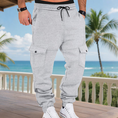 Fleece-lined Multi-pocket Cargo Outdoor Sports Casual Pants