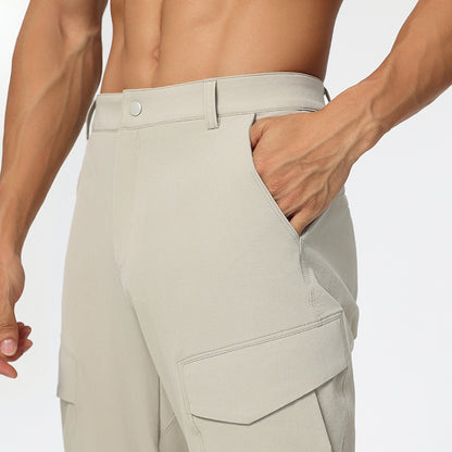Straight Elastic Wear Resistance Multi-pocket Cargo Pants Men