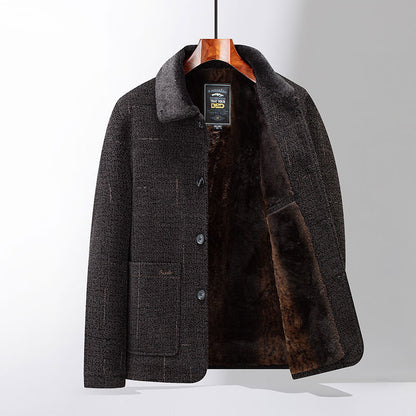 Middle-aged And Elderly Cotton-padded Jackets Dad-style Outerwear Lapel Wool Coats