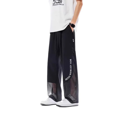 Thin Straight-leg Ice-silk Pants Mens Loose Casual Trousers