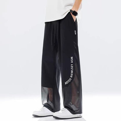 Thin Straight-leg Ice-silk Pants Mens Loose Casual Trousers
