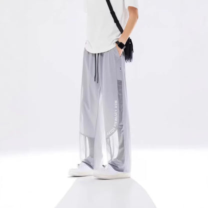 Thin Straight-leg Ice-silk Pants Mens Loose Casual Trousers