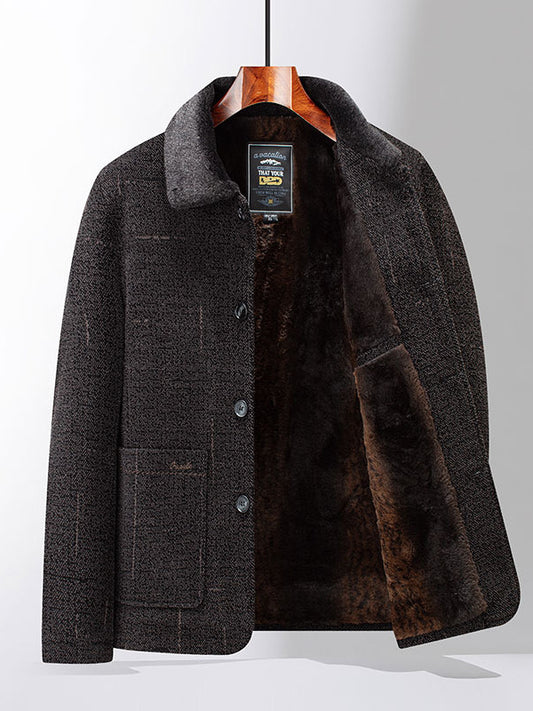 Middle-aged And Elderly Cotton-padded Jackets Dad-style Outerwear Lapel Wool Coats
